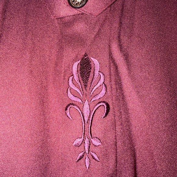 Barracuda Paris Men’s Burgundy Dress Shirt with Embroidered Collar - Picture 3 of 6